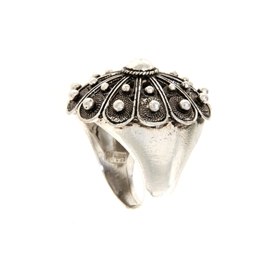 Silver ring with Sardinian button