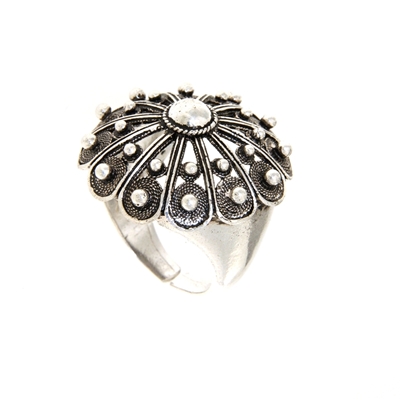 Silver ring with Sardinian button