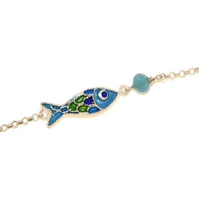 Enamelled Filigree Silver Fish Bracelet