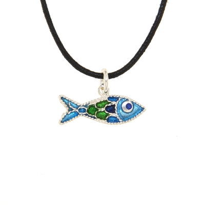 Enamelled Filigree Silver Fish Pendant