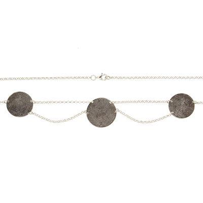 Silver necklace with corbula discs