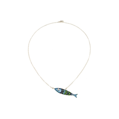 Collana in argento con pesce di filigrana smaltato