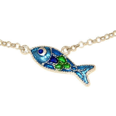 Enamelled Filigree Silver Fish Necklace