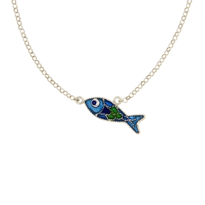 Enamelled Filigree Silver Fish Necklace