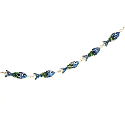 Enamelled Filigree Silver Fish Necklace