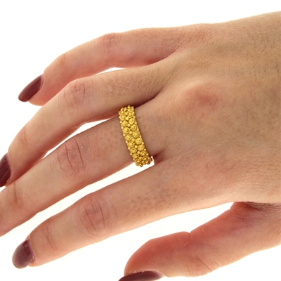 Gold band sardinian wedding ring in sardinian filigree