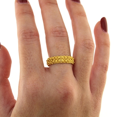 Gold band sardinian wedding ring in sardinian filigree