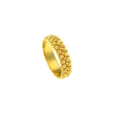 Gold band sardinian wedding ring in sardinian filigree